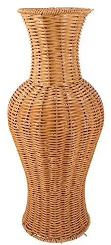 SEWACC Rattan-Vase Handgefertigt Hohe Geflochtene Bodenvase Pflanzen-Blumenvase Korb Ländlicher Rustikaler Stil Getrocknete Blumenvase Für Zuhause Tisch Wohnzimmer Dekoration A