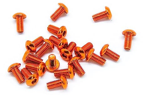 Lot de 20 vis à tête cylindrique M3 x 6 mm à six pans creux en aluminium 6063 (options de couleur anodisées) (orange)