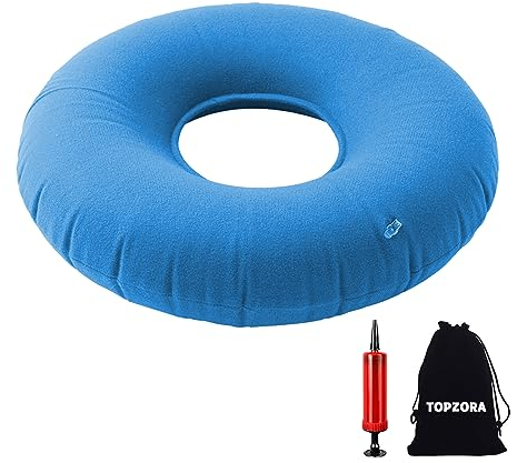 Topzora Sitzkissen OrthopäDische,Sitzring Nach Op,HäMorrhoiden Sitzkissen,Aufblasbares Sitzkissen mit Pumpe fur HäMorrhoiden,SteißBeinschmerzen, Schwangerschaft-Blau
