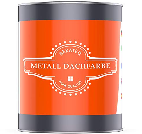 Dachfarbe 3 in 1 Betongrau 1L in seidenglänzend, für Metalldach, Blechdach, Eternit - Blechdachfarbe & Sockelfarbe, Metallschutzlack, Dachbeschichtung - BEKATEQ LS-580