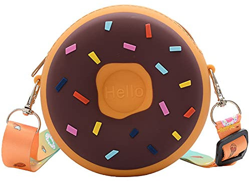 RYHMHA Donut-Geldbörse, Handtasche, Münzgeldbörse, Silikontasche, entworfen für kleine Mode, schokoladenbraun