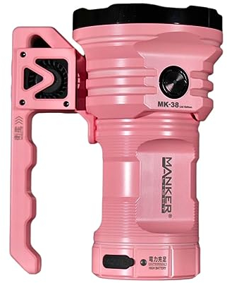 Manker MK38 High Power Flashlight/Portable Powerful Searching-Light, Powered by 3pcs 21700 Batteries, 8 Pcs LED Light Sources (Pink/Cool White Light/LUMINUS SFT40 LED/with 3pcs 21700 Batteries)