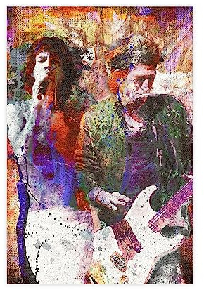 GUyfam Keith Richards und Mick Jagger Poster, Leinwand, Poster, Wandkunst, Dekordruck, Bild, Gemälde für Wohnzimmer, Schlafzimmer, Dekoration, 30 x 45 cm