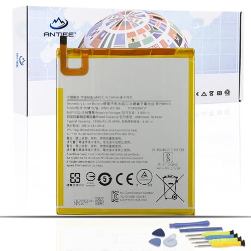 ANTIEE 3.82V 5100mAh SWD-WT-N8 Tablet Replacement Batterie Compatible with Samsung Galaxy Tab A 8.0 2019 8 8.0 Series 4G LTE WiFi SM-T290 SM-T295 SM-T295C SM-T295N SM-T297 SM-T297N 32GB 64GB