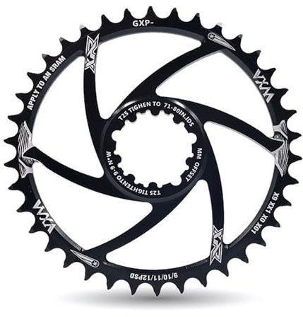 KTKEET MTB GXP Kettenblatt 30-40T schmales breites Fahrradkettenrad Offset 1/3/6 mm Fahrrad GXP Direct Mount Kettenblatt für 9-12 Gang XX1 X9 XO X01 GX11 NX Kurbelgarnitur (Offset 6 mm 40T Schwarz)
