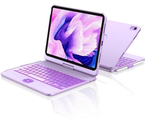 aMZCaSE for iPad 10th 2022/A16 11th Generation 2025(10.9/11 inch) Case with Keyboard Case,Touch for 10/11th Generation Case -360° Rotatable&Pencil Holder,UK Layout (Purple)