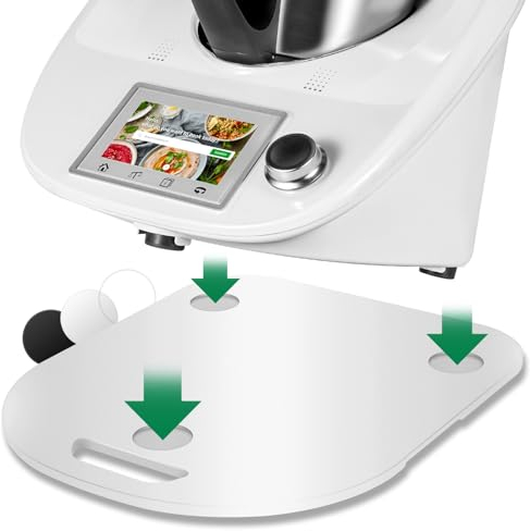 für Thermomix TM6 TM5 Gleitbrett Acryl,Ticanros Premium Schnelles Bewegen Rollbrett für Thermomix Vorwerk Küchenmaschine TM6 Zubehör Unterlage Brett, Weiß