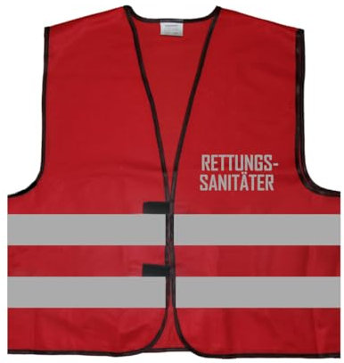 Rettungssanitäter Warnweste BZW. Signalweste mit reflektierendem Aufdruck - Größe L/XL, Rot