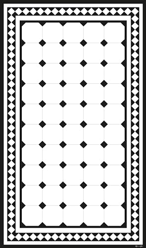 DobleUve Estudio Alfombra Vinílica Victorian | Blanco | 50x100 | Alfombra Cocina Lavable Antideslizante | Alfombra Vinilo Salón | Alfombra PVC | Suelo de Vinilo
