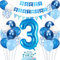 3. Geburtstag Deko Blau, Luftballon 3. Blaue, Geburtstagsdeko 3 Jahr, Junge 3 jahre Luftballon deko Blau, Zahl 3 Helium Luftballons Tortendeko Blau Weiß Ballons für Geburtstag Party Deko
