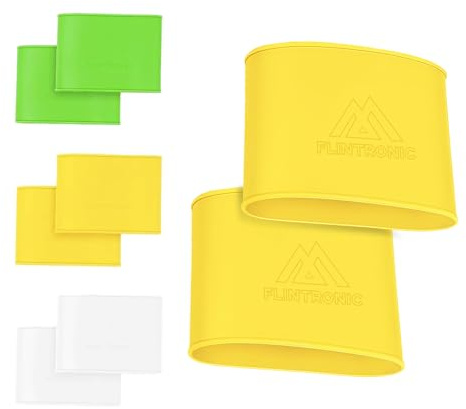 Flintronic Football Shin Pads Holder, Washable & Adjustable Shin Pad, Anti-Slip Shins Pad, Silicone Shin Guard Holder for Children, Men & Women Leg Calf Protection, Football Equipment, Yellow, 1 Pair