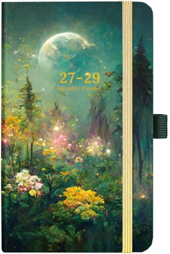 2026-2029 Taschenplaner - 3 Jahre Monatsplaner Juli 2026 - Juni 2029, 16 x 9,4 cm, Geldbörsenkalender Planer 26-29, Taschenkalender 2026-2029 mit Taschen, Stifthalter, Gummibandverschluss, 61 Notizen