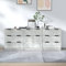 Willood 3-TLG. Sideboard-Set Betongrau Holzwerkstoff Mit Sieben Schubladen,Kommode,Küchenschrank geeignet für Küche, Wohnzimmer, etc.