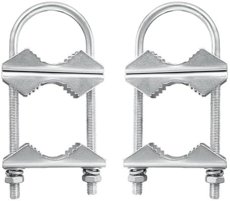 Sarini 2 Pcs Double Antenna Mast Clamp Heavy V-Jaw Bracket U Bolts Pipe Mounting Hardware For TV Antenna Parasols Flags And Fishing Rods WiFi Antenna