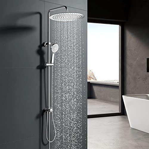 YOOZENA Colonna Doccia Senza Miscelatore, Colonna Doccia con 30cm Soffione e Doccetta, Doccia Soffione Colonna Acciaio Inox