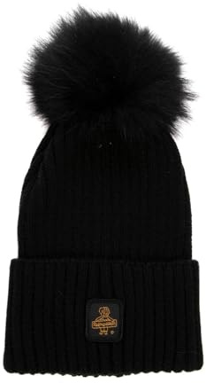 RefrigiWear Mütze mit Bommel aus Pelz Snowflake 24AIRAB05508MA9083, Schwarz , onesize