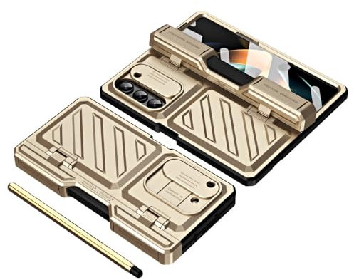 FYYFTYT Transformer Design, strapazierfähige, sturzsichere TPU-PC-Schutzhülle für Samsung Galaxy Z Fold 6 5 mit Displayschutzfolie, Eingabestift, Gold, für Galaxy Z Fold 6