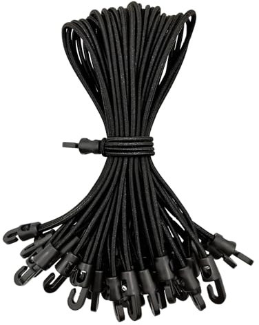 16 Pcs Élastique de Tension avec Crochet, Corde D'extension Multifonctionnelle avec Crochet 26cm, Élingue Rétractable pour Bâche de Camping, Bâche de Remorque, Bâche de Piscine (Noir)