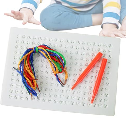 Generisch Einfädelndes sensorisches Nähbrett für Kinder, Zeichenbrett zum Fadenweben | Fadenzeichnungs-Webbrett | String-Art-Set mit farbigen Seilen, Feinmotorik-Fädelbrettern für Kinder