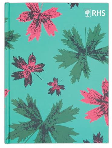 RHS The Royal Horticultural Society 160 Page Hardbound Sketchbook (90gsm), Leaf Pattern, A5, Multicoloured, for Sketching, Drawing, Scrapbooking, Notes, Ideas, Painting, Acrylic, Watercolour