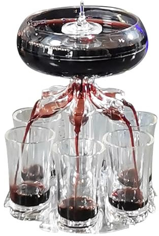 Party Drink Dispenser With 6 Shot Glasses | Cocktail Dispenser | Shot Glasses Dispenser And Holder | Acrylic Touchless Shot Pourer For Juice Spirits Cider Whiskey Cocktail | Bar Accessories Home Gift