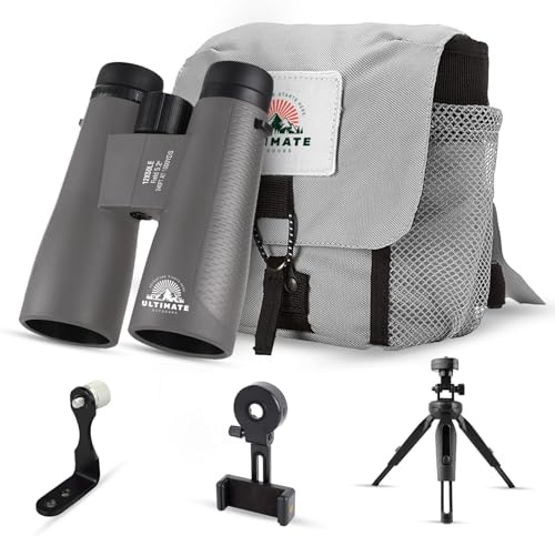 Ultimate Outdoors 12x50 HD Binoculars for Adults – Powerful Waterproof Binoculars with Phone Adapter & Tripod Mount | BaK-4 Prism for Bird Watching, Hunting, Stargazing, Travel & Cruise