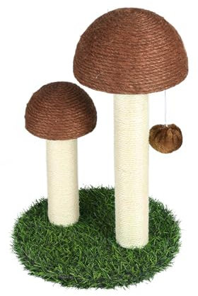 OHMG Poteau Griffoir Chat,Griffoir avec Boule Suspendue,Petit Arbre a Chat avec Corde en Sisal,Facile à Assembler,en Forme de Champignon (1P)