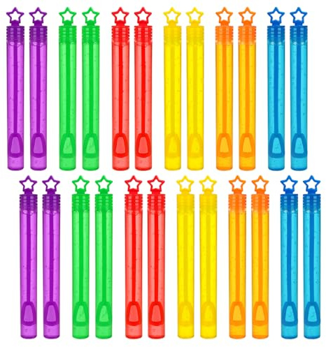 KIPEREE 36 Pack Bubbles Party Bag Fillers for Kids – Star Shaped Multicolor Bubble Wands, Perfect for Boys and Girls 3+