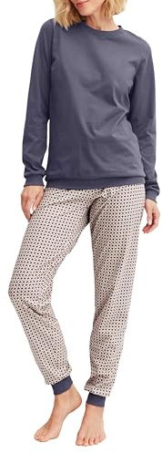 CALIDA Flower Nights Bündchen-Pyjama Damen Graystone 36-38