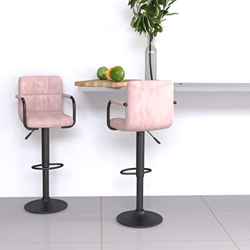 RJPLMFV Sgabelli da Bar 2 pz Rosa in Velluto Sgabelli da Cucina Alti Sgabello multiuso Adatta per Cucina