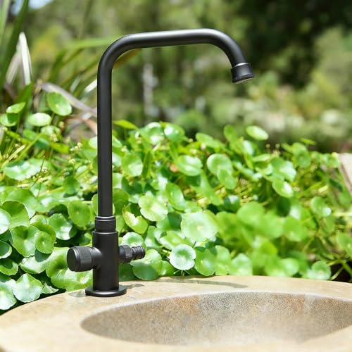 XSDSM Wasserhahn Aussen mit G1/2 Gewinde Garten Wasserhahn Frostsicher Nur Kaltwasser,Schwarz