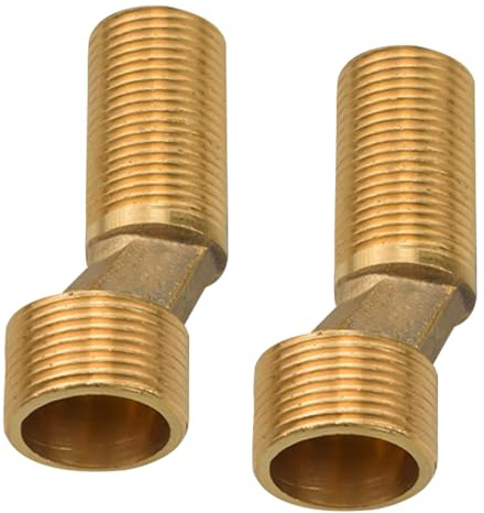 2 Stück S Anschluss Adapter, 3/4 Zoll x 1/2 Zoll Außengewinde Messing S Adapter Duscharmatur, versetzt um 8mm Länge 50 mm, Verstellbarer Schwenkarm, Verbindungsstück Exzenter für Wandarmaturen