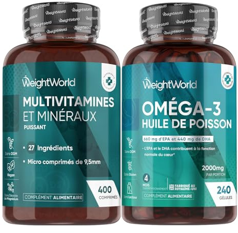 Omega 3 Fish Oil 2000mg 240 Softgels + Multivitamin Tablets for Women & Men | 27 Key Nutrients | 400 Tablets | 4 Months Fish Oil & 1+ Year Multivitamin Supply | Made in the UK