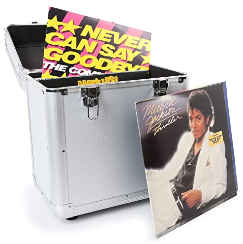 Power Dynamics RC80 Plattenkoffer für 60 Schallplatten Aufbewahrung, Vinyl Koffer, stabile und professionelle Schallplattenbox, Vinyl aufbewahrung mit Schaumstoff Dämmung, Abschließbar - Silber