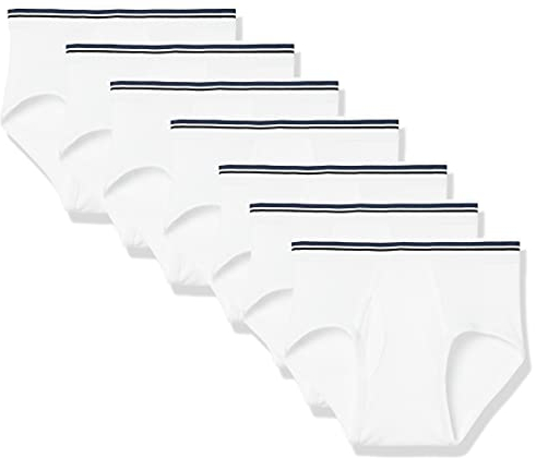 Amazon Essentials Herren Atmungsaktive Slips Aus Baumwolle Ohne Etikett, 7er-Pack, Weiß, L