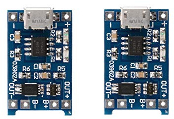 HAYATEC TP4056 5V 1A Micro USB 18650 Lithium-Batterie-Ladeplatine Modul volle Ladefunktion TP4056 von HAYATEC (2 Stück)