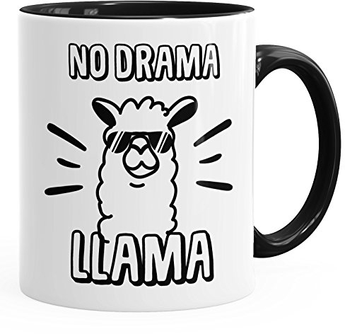 MoonWorks Spruch-Tasse No Drama Llama Lama Sprüche Quote Kaffee-Tasse schwarz Unisize