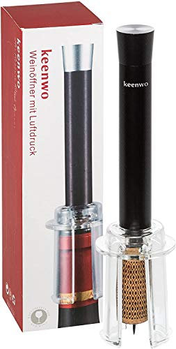 Keenwo Design Korkenzieher - Edelstahl Weinöffner mit CO2 Luftdruck für Anfänger + Profi (schwarz)
