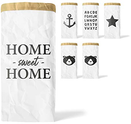 Lifestyle Lover Papiersack Paper Bag rund Kraftpapier Beutel Braun Weiß Home Sweet Home