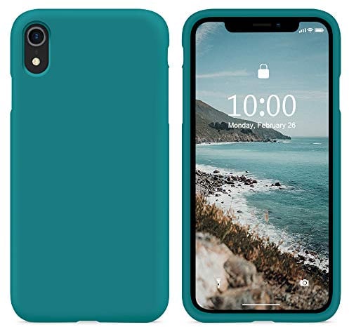 SURPHY Cover Compatibile con iPhone XR, Custodia per iPhone XR Silicone Cover Antiurto con Fodera in Microfibra, Anti-Graffio Full Body Protettiva Case per iPhone XR 6.1 Pollici (2018), Teal Blue