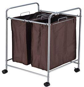 ExcLent Borsa Doppia Multifunzione Per Cellulare, Compatta, Per Cesto Per Biancheria, Carrello Per Sorter, Carrello Per La Conservazione Dei Vestiti - Marrone