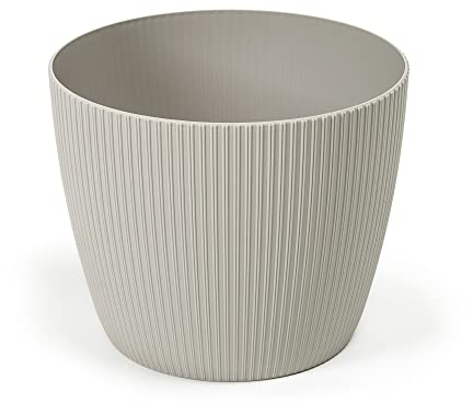 Lamela Übertöpf Magnolia Jumper | Durchmesser 16cm, Höhe: 14cm | Farbe: Taupe | Blumentopf für Blumen und Pflanzen | Vanage Kunststoff Pflanzkübel