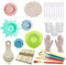 Allazone 37 PCS Acrylic Pouring Art Supplies Kit Acrylic Pouring Strainers Set, 7 PCS Plastic Silicone Paint Pouring Strainers Painting Tools Kits with Paintbrush for DIY Paint