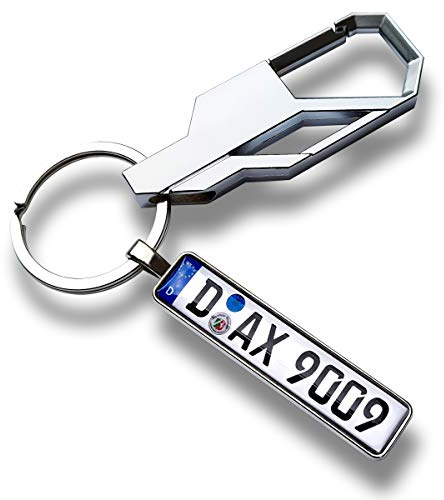 Internetservice Timo Lindner Schlüsselanhänger Auto Kennzeichen mit Karabiner Nummernschild Karabinerhaken Personalisiert Autokennzeichen KFZ Geschenk