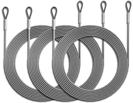 Amgo 36 Feet (12ft x 3) Wire Cable Ropes Hardware Kits for Triangle Sun Shade Sail Canopy, PVC Coated Stainless Steel Metal, Commercial Standard Heavy Duty