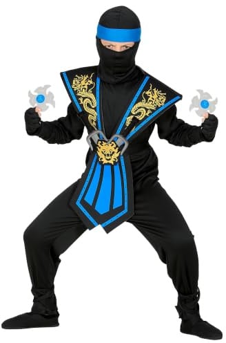 W WIDMANN MILANO Party Fashion - Costume de ninja pour enfants | Ensemble de 12 pièces représentant un guerrier japonais, avec des armes, pour le carnaval et les soirées à thème
