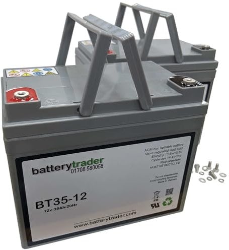 BatteryTrader® battery compatible with BatteryTrader ® pair of 12v 35ah mobility scooter disability AGM battery replacements