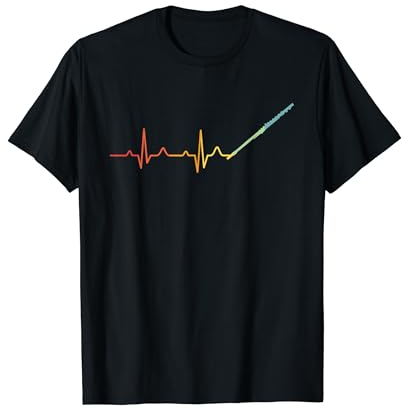 Vintage Retro Herzschlag Querflöte T-Shirt