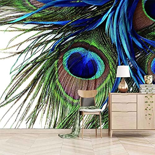FVGKYS Wandgemälde Benutzerdefinierte Wandbild Tapete 3D Bunte Pfauenfedern Wandtattoo Kinderzimmer Wohnzimmer Schlafzimmer Fotowand Papier Selbstklebend Tapeten Wanddekoration 150x105cm