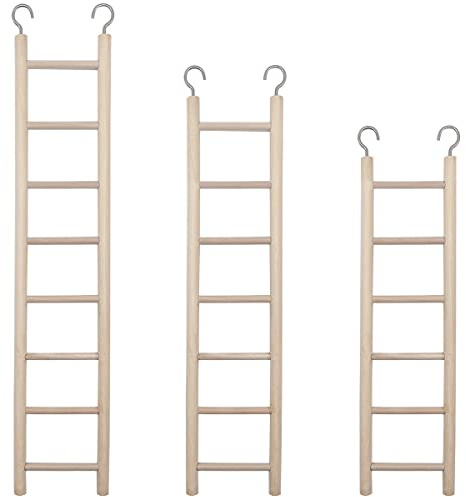3pcs Natural Wooden Bird Ladder Birdie Basics Perch for Cage Parrots Parakeets Cockatiels Climbing Accessories Wood Perch (6 Step 7 Step 8 Step)